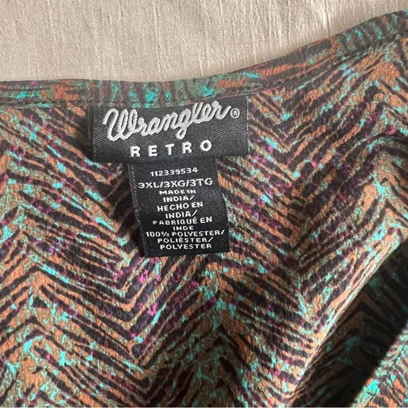 Wrangler Retro NWT Green Brown V-Neck Long Sleeve Stretchy Dress Size 3XL - Picture 6 of 9